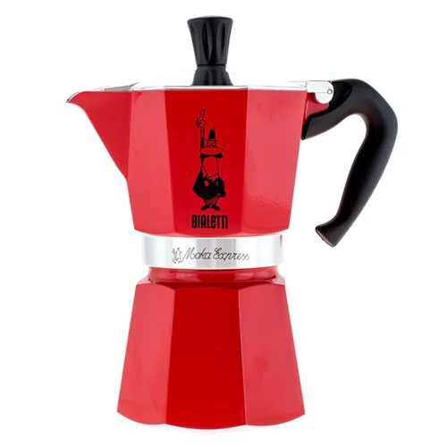 Bialetti Moka Express Coffee Percolator Maker Stove Top - 6 Cup RED