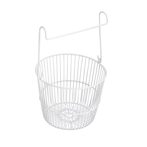 Peg Hanging Basket Round Metal - White