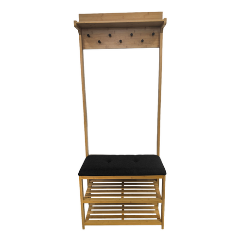 Bamboo Hall Stand and Shoe Storage with Charcoal Seat