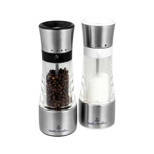 Salt and Pepper Mill Grinder Set, Stainless Steel/Acrylic - 18cm